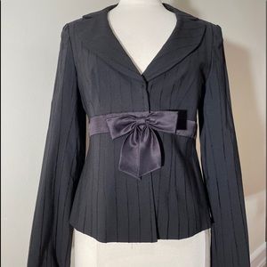 NANETTE LEPORE Beautiful JACKET SZ 10 viscose, wool bow tie accent snap